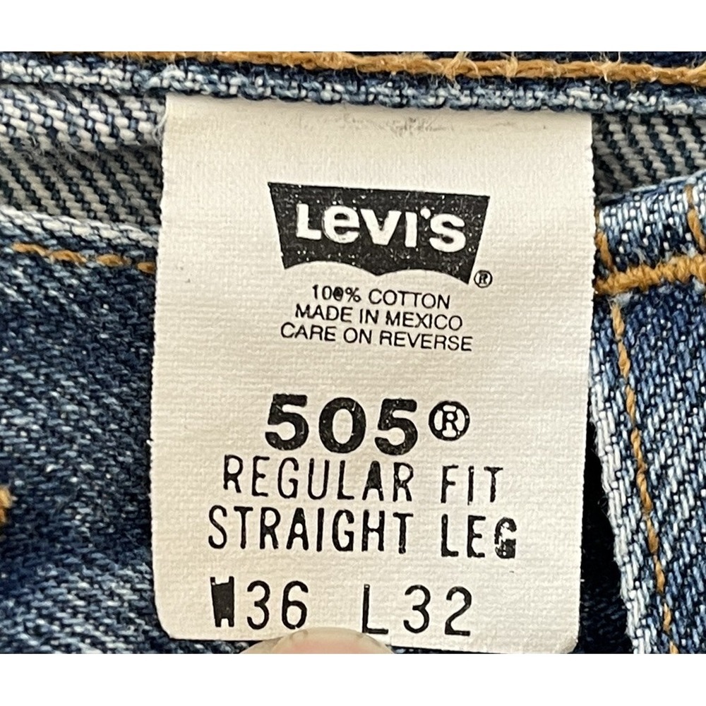 - Mens Jeans size 36 X 32 LEVIS 505 REGULAR STRAIGHT, BLUE DENIM STRETCH - Picture 6 of 9